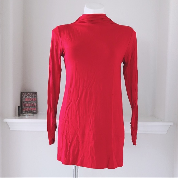 Peck & Peck Turtleneck Jester Red Top Ruche Neck Base Layer Size S NWT - Picture 2 of 10